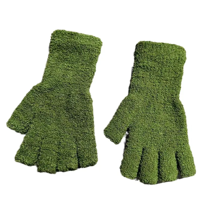 Winter Knit Half Finger Gloves | Warm Fingerless Gloves for Men & Women