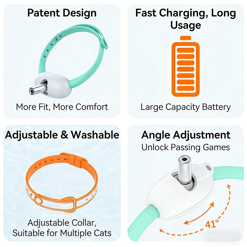 Interactive Laser Cat Collar with USB Charging | Automatic Self-Play Laser Pointer for Cats
