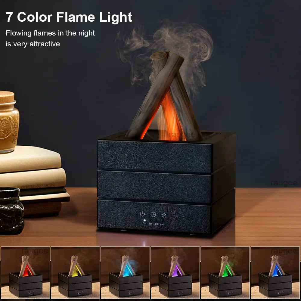 Realistic Flame Effect Aroma Diffuser & Humidifier | LED Flame Lamp Essential Oil Diffuser