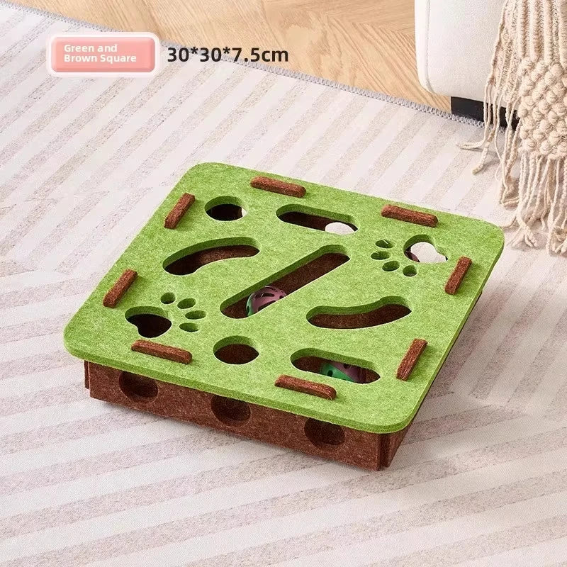 Felt Interactive Cat Puzzle Toy Box | Slow Feeder & Mental Enrichment Puzzle for Indoor Cats