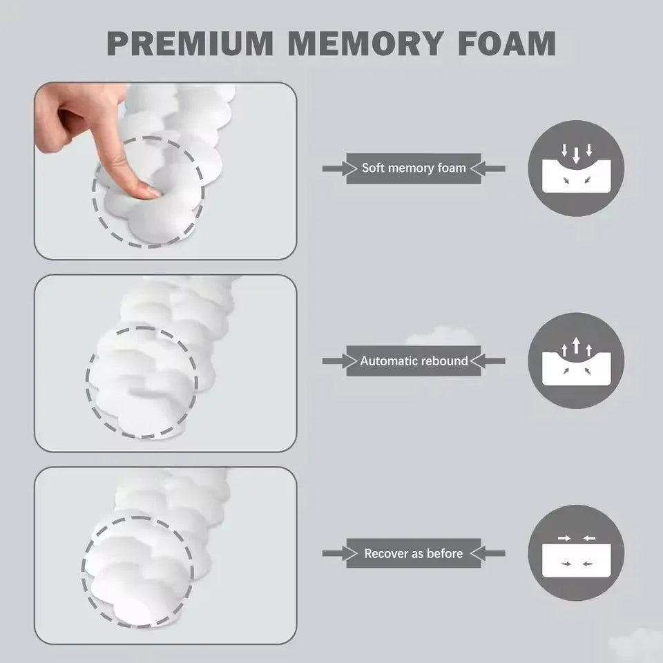 Memory Foam Cloud Keyboard Wrist Rest | Ergonomic Wrist Support for Desk, Office & Gaming