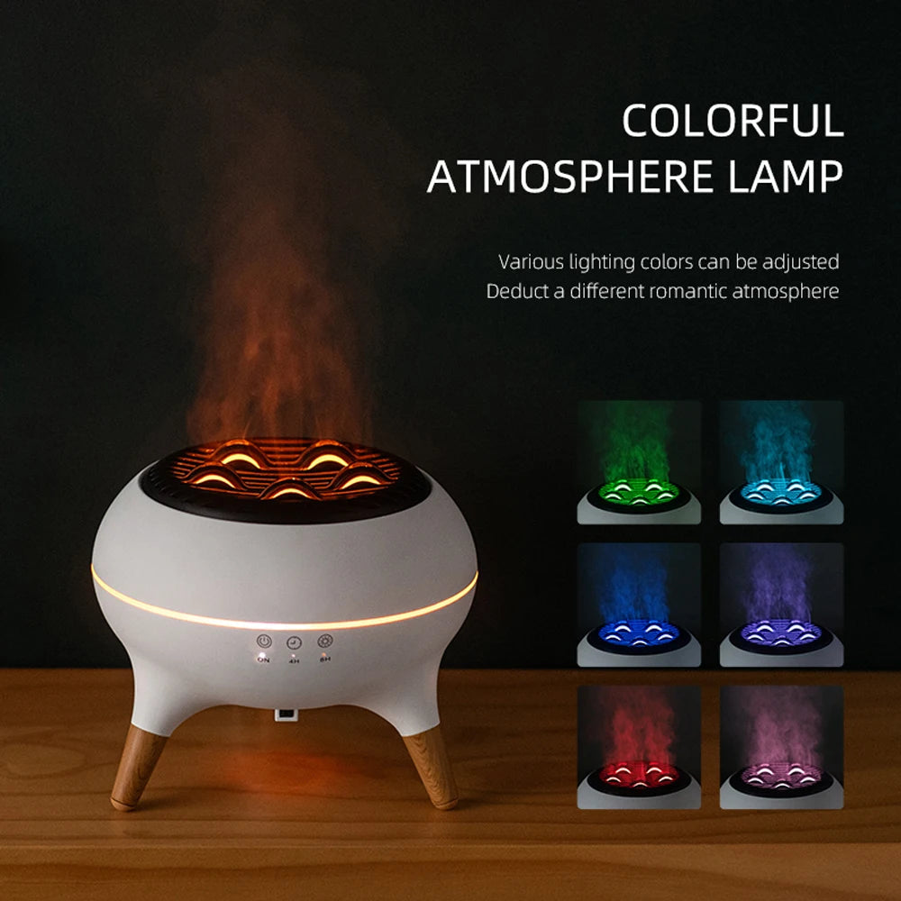 Dynamic Jellyfish Flame Aroma Diffuser | Ultrasonic Essential Oil Diffuser with LED Flame Effect