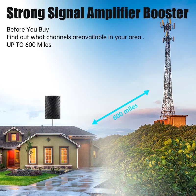 Long Range 4K Indoor HDTV Digital Antenna | 600 Mile Range Freeview Antenna for 1080p and 4K TV