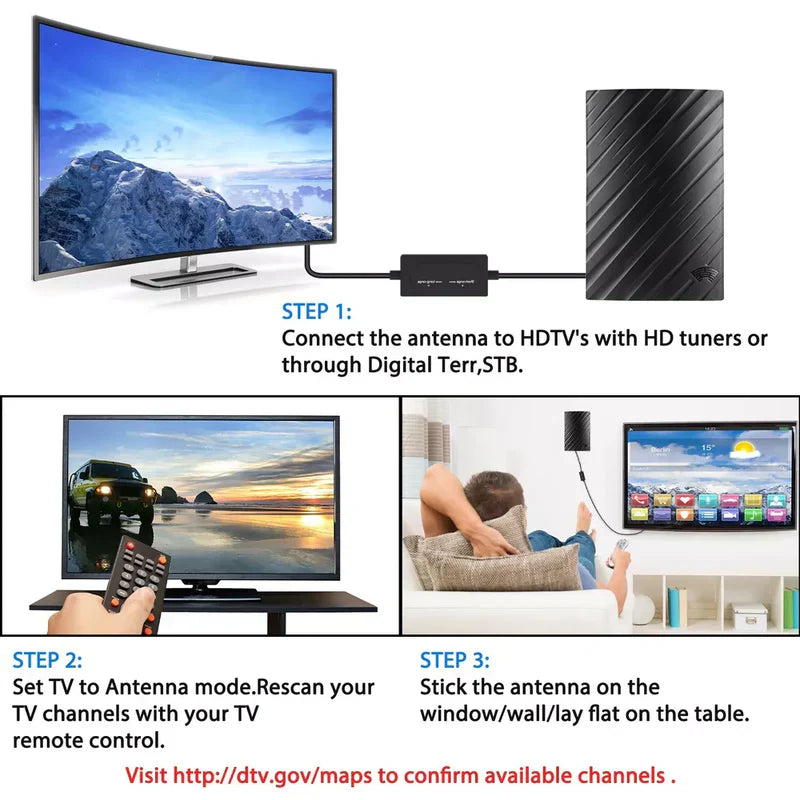 Long Range 4K Indoor HDTV Digital Antenna | 600 Mile Range Freeview Antenna for 1080p and 4K TV