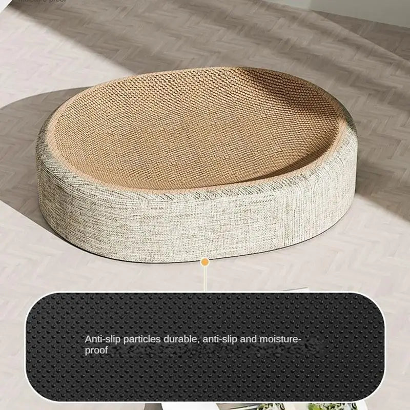 Oval Sisal 2-in-1 Cat Scratcher Bed | Natural Sisal Scratch Pad & Cosy Nap Bed for Cats