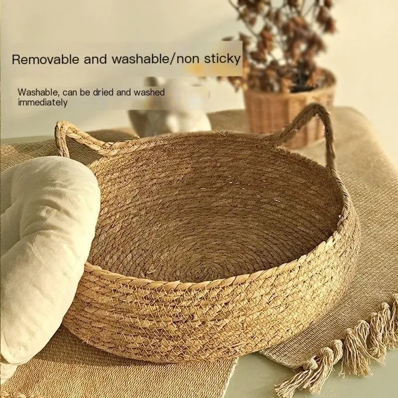 Handmade Woven Cat Bed with Seasonal Pad | Designed for Happy, Healthy, Well-Loved Pets of Every Breed