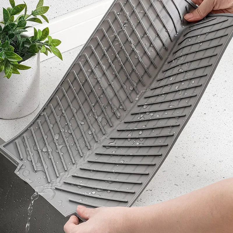 Silicone Dish Drying Mat for Kitchen Countertop | Non-Slip Washable Drainer Pad — S, M & L