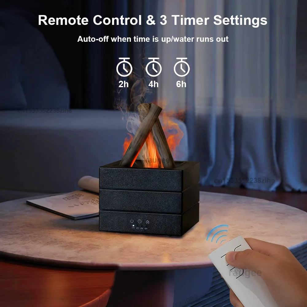 Realistic Flame Effect Aroma Diffuser & Humidifier | LED Flame Lamp Essential Oil Diffuser