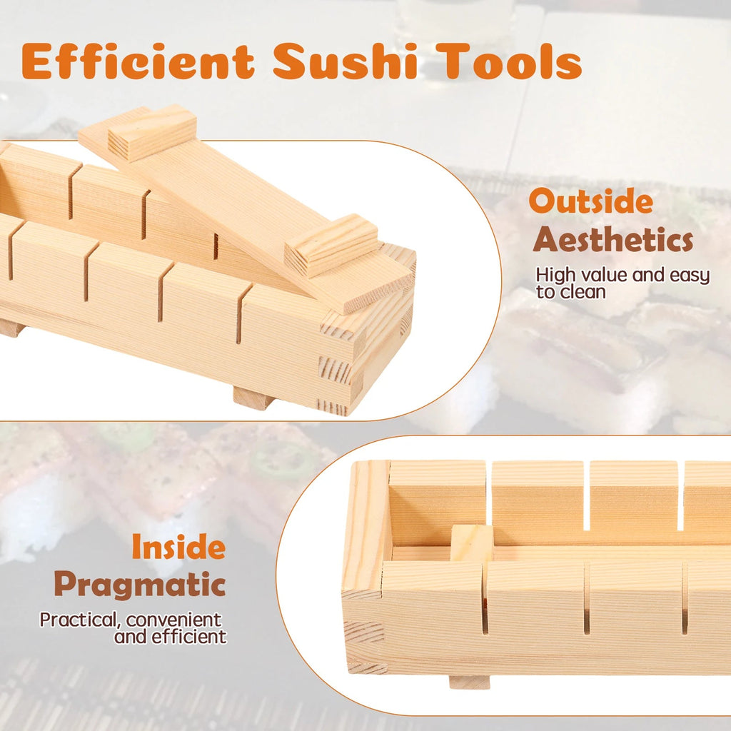 Handcrafted Wooden Sushi Maker Press Mould | Easy Home Sushi Kit for Perfect Rolls & Nigiri