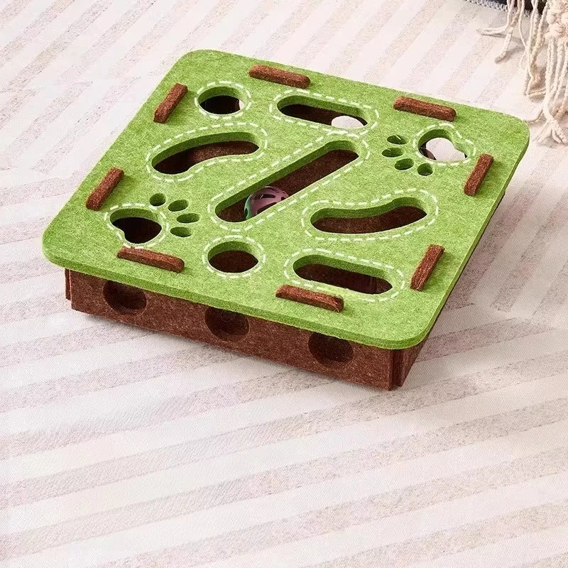 Felt Interactive Cat Puzzle Toy Box | Slow Feeder & Mental Enrichment Puzzle for Indoor Cats