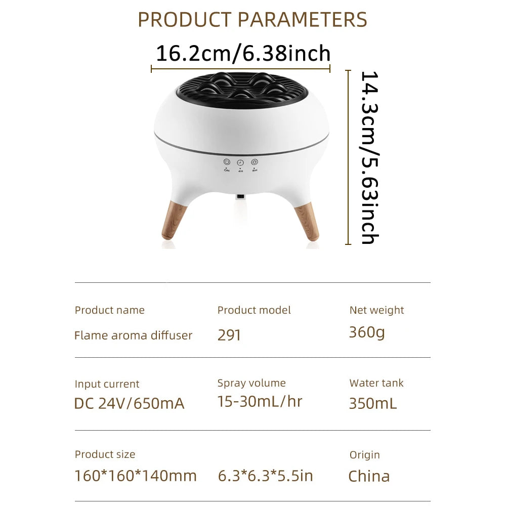 Dynamic Jellyfish Flame Aroma Diffuser | Ultrasonic Essential Oil Diffuser with LED Flame Effect