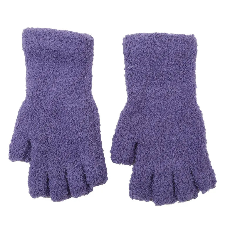 Winter Knit Half Finger Gloves | Warm Fingerless Gloves for Men & Women