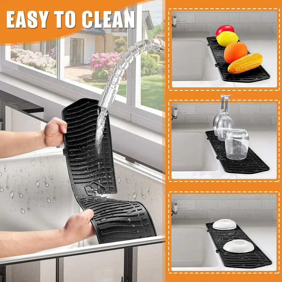 Silicone Kitchen Sink Splash Guard | Waterproof Countertop Protector for Kitchen & Bathroom
