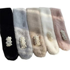 Luxury Faux Fur Pearl Winter Scarf | Elegant Fluffy Cross Scarf for Women