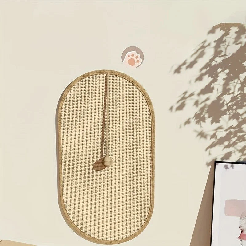 3-in-1 Wall Mounted Sisal Cat Scratch Pad | Space-Saving Scratching Post & Toy Holder for Cats