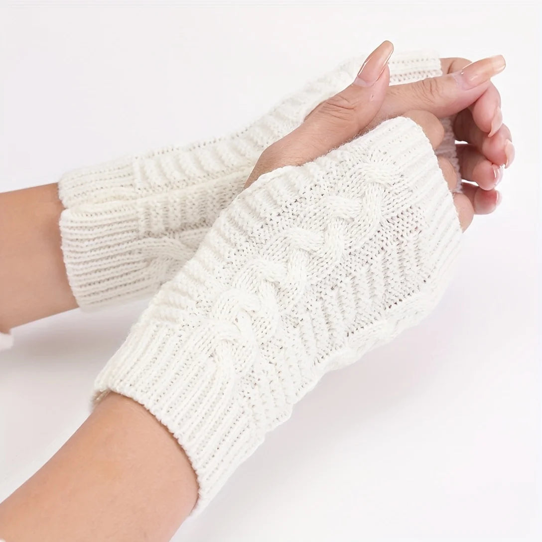 Women's Knit Fingerless Winter Gloves | Stylish Knitted Hand Warmers for Women