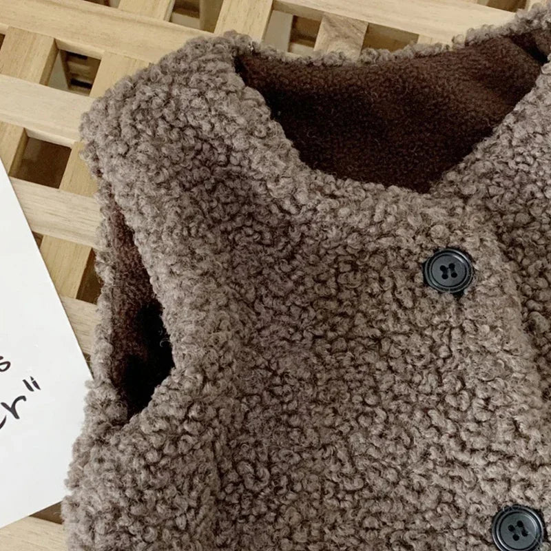 Kids Lamb Wool Winter Gilet | Fluffy Fleece Waistcoat for Toddlers & Children