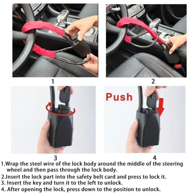 Universal Car Steering Wheel Lock with Seat Belt Security | Elevate Every Outfit with This Must-Have Fashion & Lifestyle Accessory