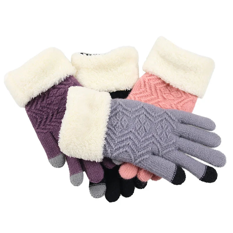 Plush Lined Touchscreen Knitted Winter Gloves | Warm Thermal Gloves for Women — Phone-Friendly