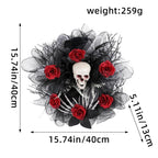 Halloween Garland Red Rose Skull Front Door Wreath | Some Decorations Are Just Décor — This One Becomes Part of Your Tradition