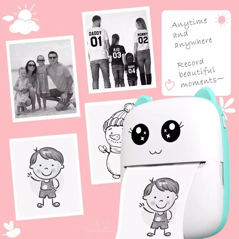 Mini Wireless Bluetooth Thermal Label Printer | Portable No-Ink Label Maker for iOS & Android