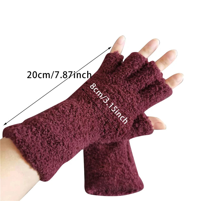 Winter Knit Half Finger Gloves | Warm Fingerless Gloves for Men & Women