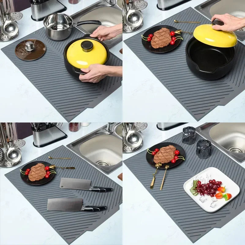 Silicone Dish Drying Mat with Drain Design | Every Home Cook Needs This — Save Time, Reduce Effort, Eat Better