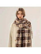 Cosy Checkered Winter Scarf Shawl | Large Warm Wrap Scarf for Women