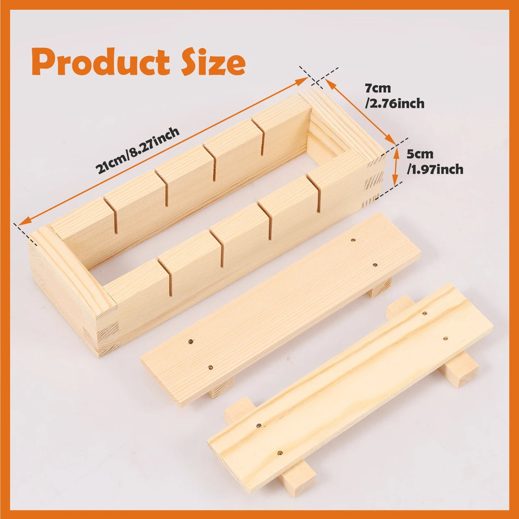 Handcrafted Wooden Sushi Maker Press Mould | Easy Home Sushi Kit for Perfect Rolls & Nigiri