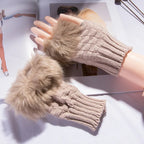 Faux Fur Fingerless Winter Gloves | Warm Fluffy Hand Warmers for Women