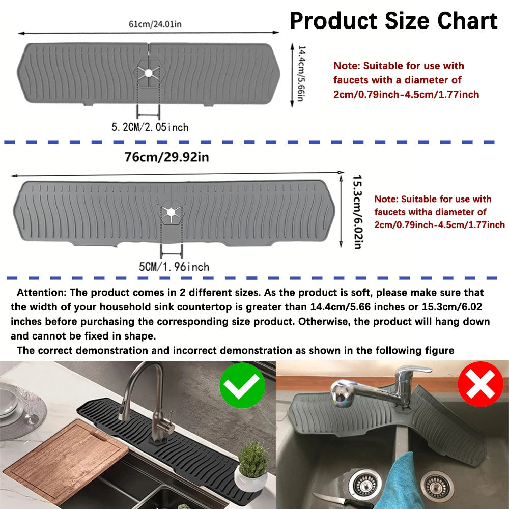 Silicone Kitchen Sink Splash Guard | Waterproof Countertop Protector for Kitchen & Bathroom