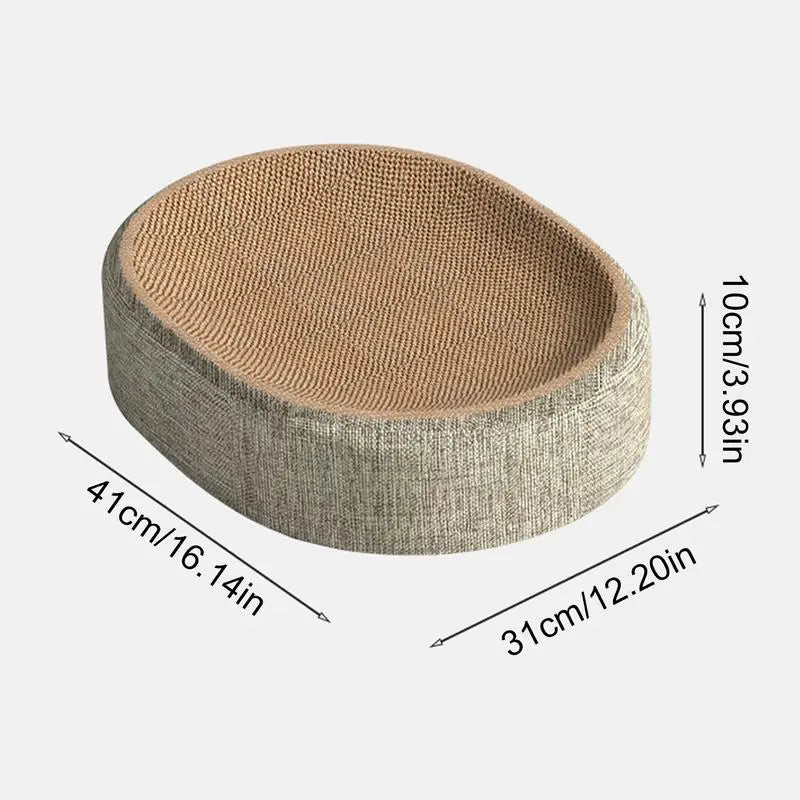 Oval Sisal 2-in-1 Cat Scratcher Bed | Natural Sisal Scratch Pad & Cosy Nap Bed for Cats