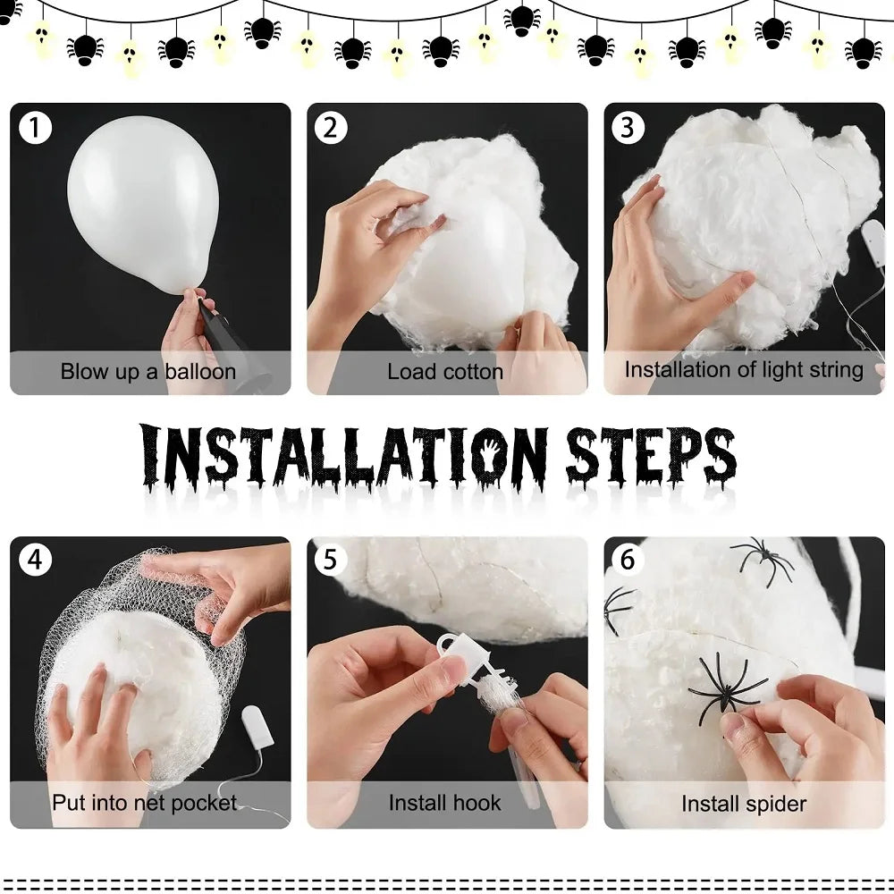 Light Up Spider Egg Sacs Halloween Decor Hanging Prop | The Perfect Seasonal Touch for Your Home — or as a Thoughtful Gift