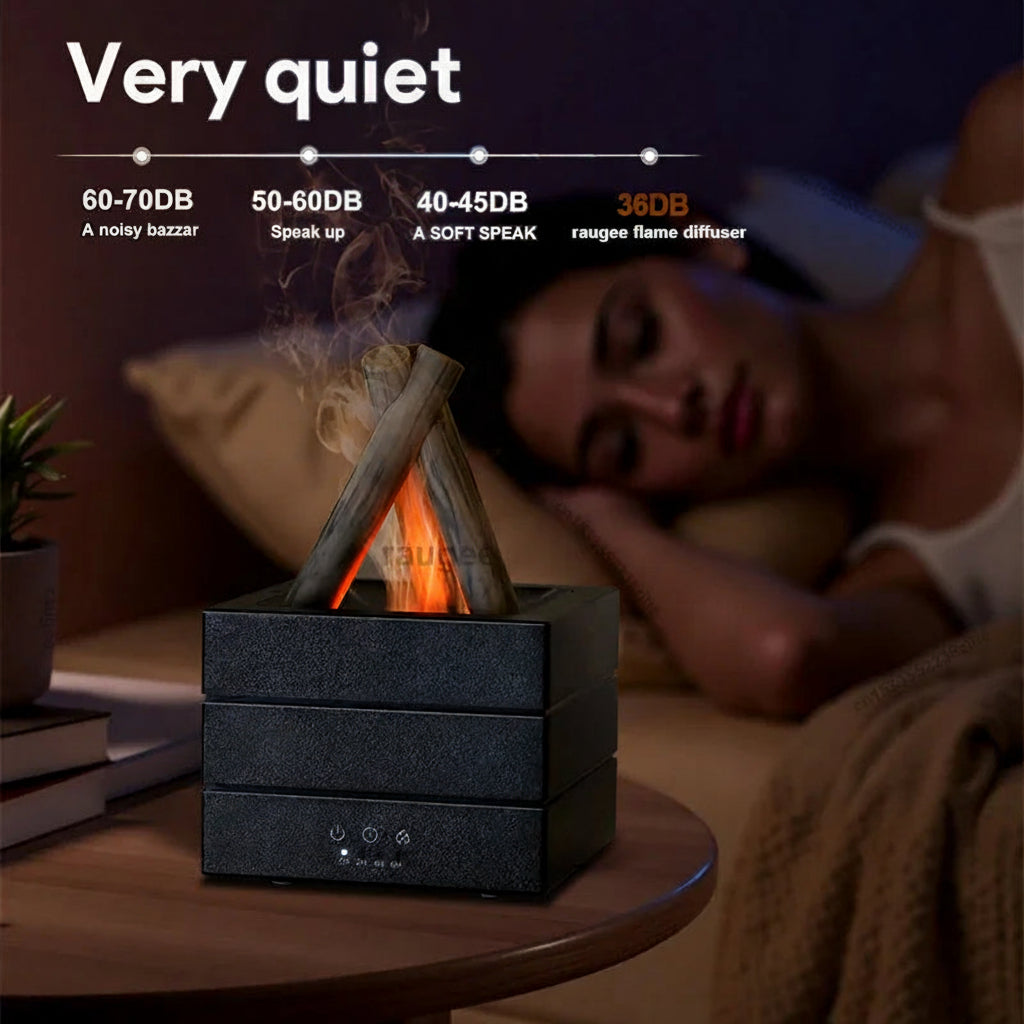 Realistic Flame Effect Aroma Diffuser & Humidifier | LED Flame Lamp Essential Oil Diffuser