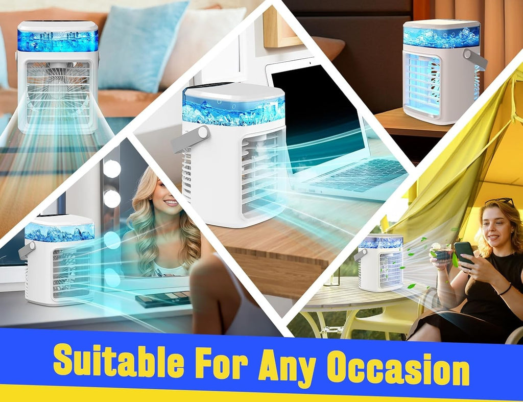 Portable Evaporative Air Cooler Fan with Mist, Rechargeable, 3 Speeds | Compact, Powerful & Ready to Go — Premium Tech at Outstanding Value