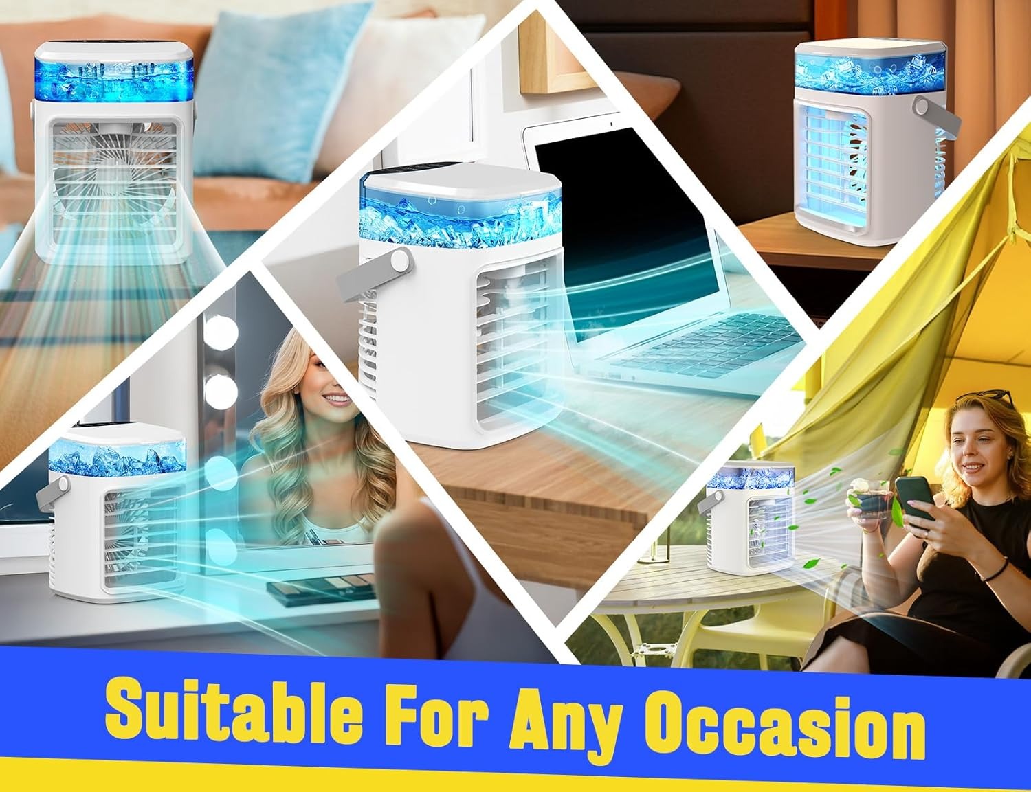 Portable Evaporative Air Cooler Fan with Mist, Rechargeable, 3 Speeds | Compact, Powerful & Ready to Go — Premium Tech at Outstanding Value