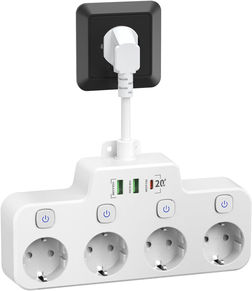 Wall-mounted Power Strip With Independent Switch — 2 USB A And 1 USB C | Cleverly Designed for Everyday Use — You'll Wonder How You Managed Without It