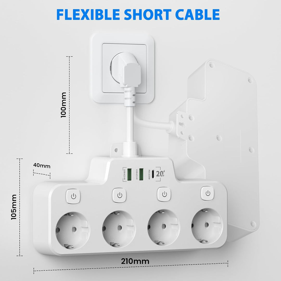 Wall-mounted Power Strip With Independent Switch — 2 USB A And 1 USB C | Cleverly Designed for Everyday Use — You'll Wonder How You Managed Without It