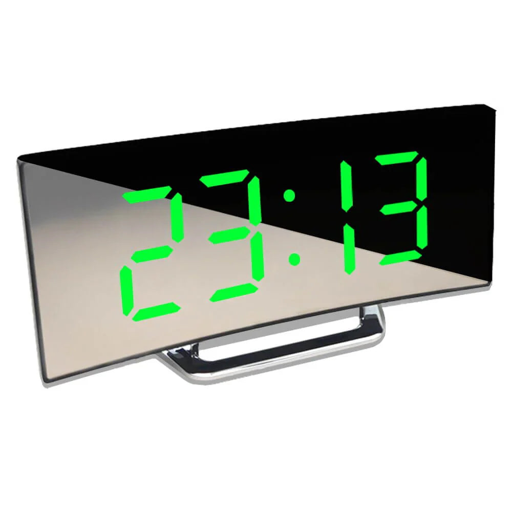 Curved LED Digital Alarm Clock With Mirror Display And Large Screen | High-Performance Tech Built for Modern, Busy, On-the-Go Lifestyles