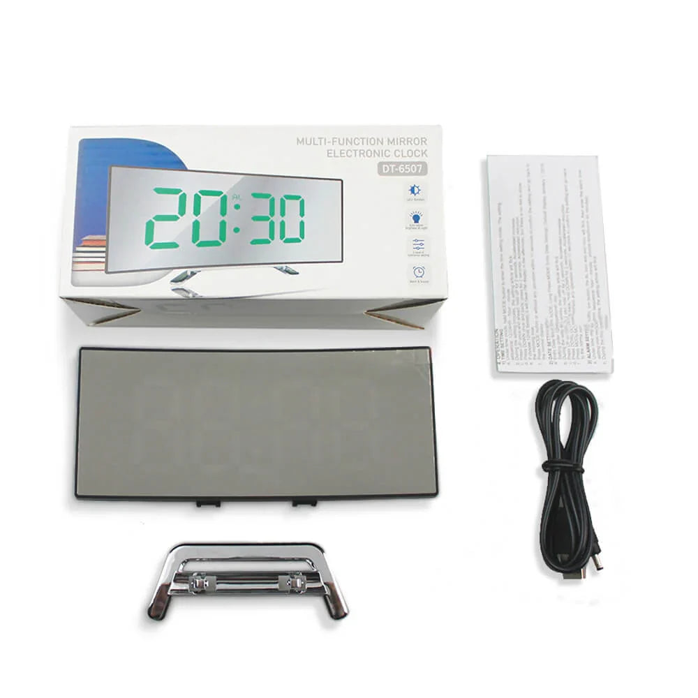 Curved LED Digital Alarm Clock With Mirror Display And Large Screen | High-Performance Tech Built for Modern, Busy, On-the-Go Lifestyles