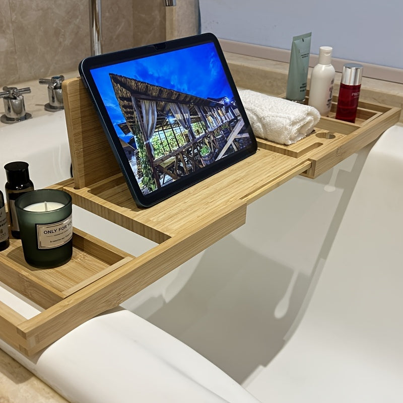 Bamboo Bathtub Tray — For Ultimate Relaxation | Compact, Stylish & Incredibly Useful — An Everyday Home Must-Have