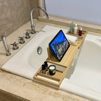 Bamboo Bathtub Tray — For Ultimate Relaxation | Compact, Stylish & Incredibly Useful — An Everyday Home Must-Have