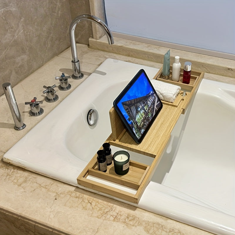 Bamboo Bathtub Tray — For Ultimate Relaxation | Compact, Stylish & Incredibly Useful — An Everyday Home Must-Have