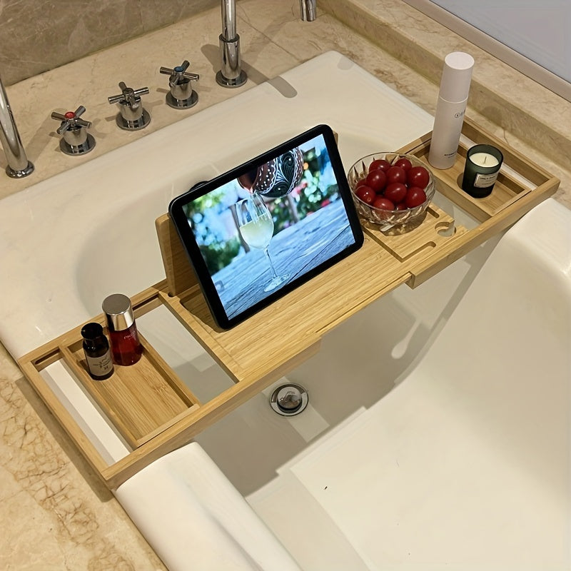 Bamboo Bathtub Tray — For Ultimate Relaxation | Compact, Stylish & Incredibly Useful — An Everyday Home Must-Have