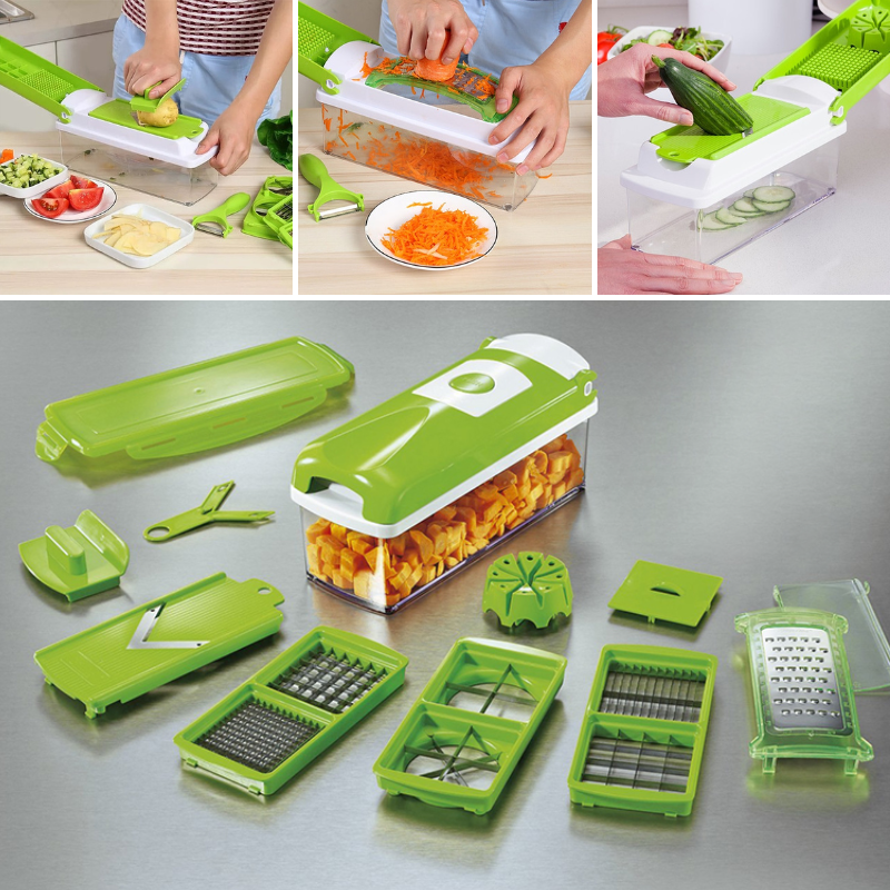 12-in-1 Multifunctional Vegetable Cutter — Quickly and Safely Cut Vegetables | Effortlessly Functional Home Essential for Clean, Organised Living