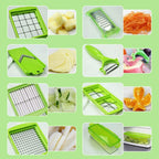 12-in-1 Multifunctional Vegetable Cutter — Quickly and Safely Cut Vegetables | Effortlessly Functional Home Essential for Clean, Organised Living