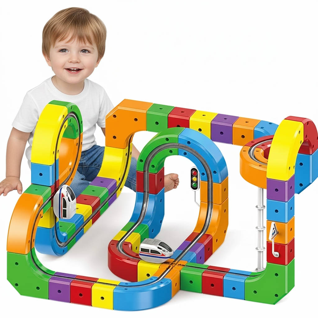 Magnetic Train Track Toy Set | Wooden Magnet Train Building Set for Kids — 51 or 81 Pieces