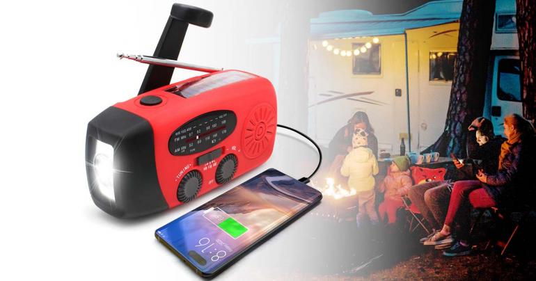 All-in-One Emergency Radio with Solar Power and Power Bank | Hardy, Weather-Resistant & Beautifully Designed for Your Outdoor Space