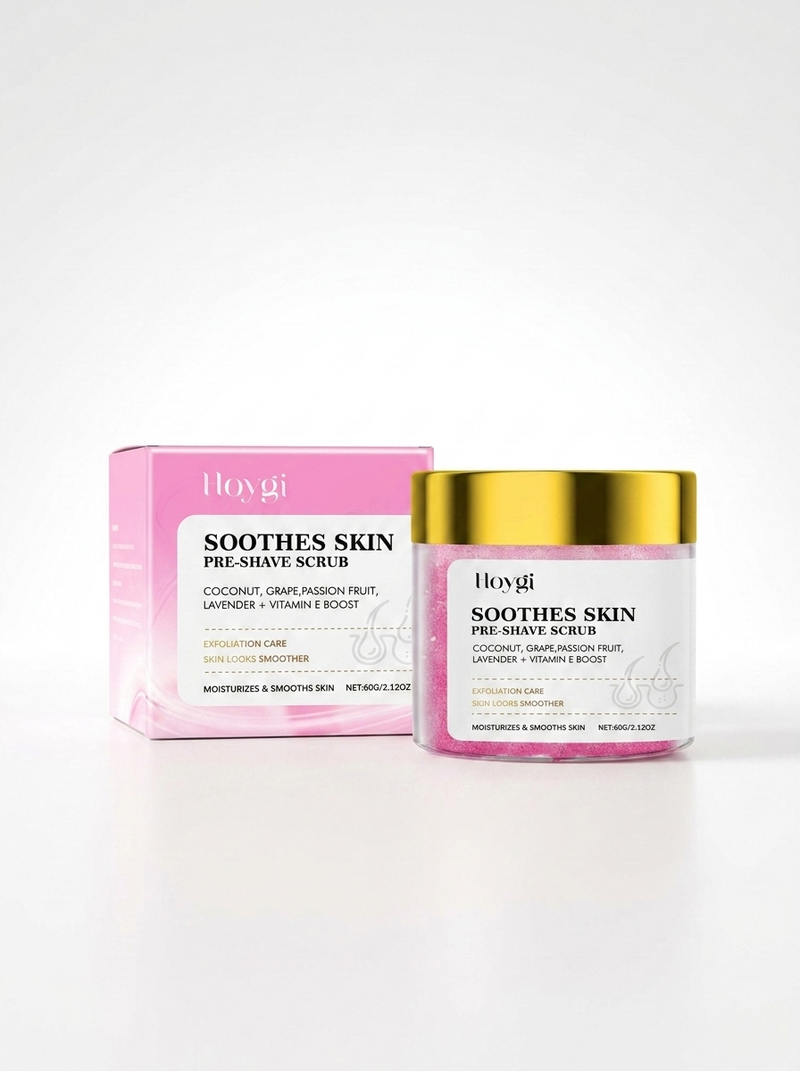Soothes skin pre-shave scrub | Gentle hair removal prep