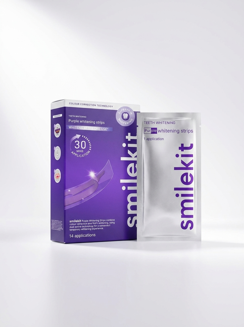 Smilekit teeth whitening strips | Advanced v34 purple technology